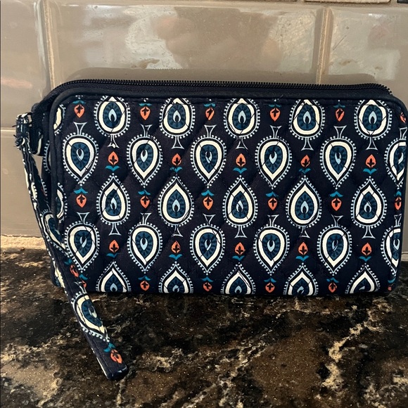 Vera Bradley Navy, White & Orange Patterned Wristlet Wallet - Picture 2 of 3